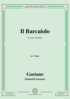 Book cover for Donizetti-Il Barcaiolo,in C Major,for Voice and Piano