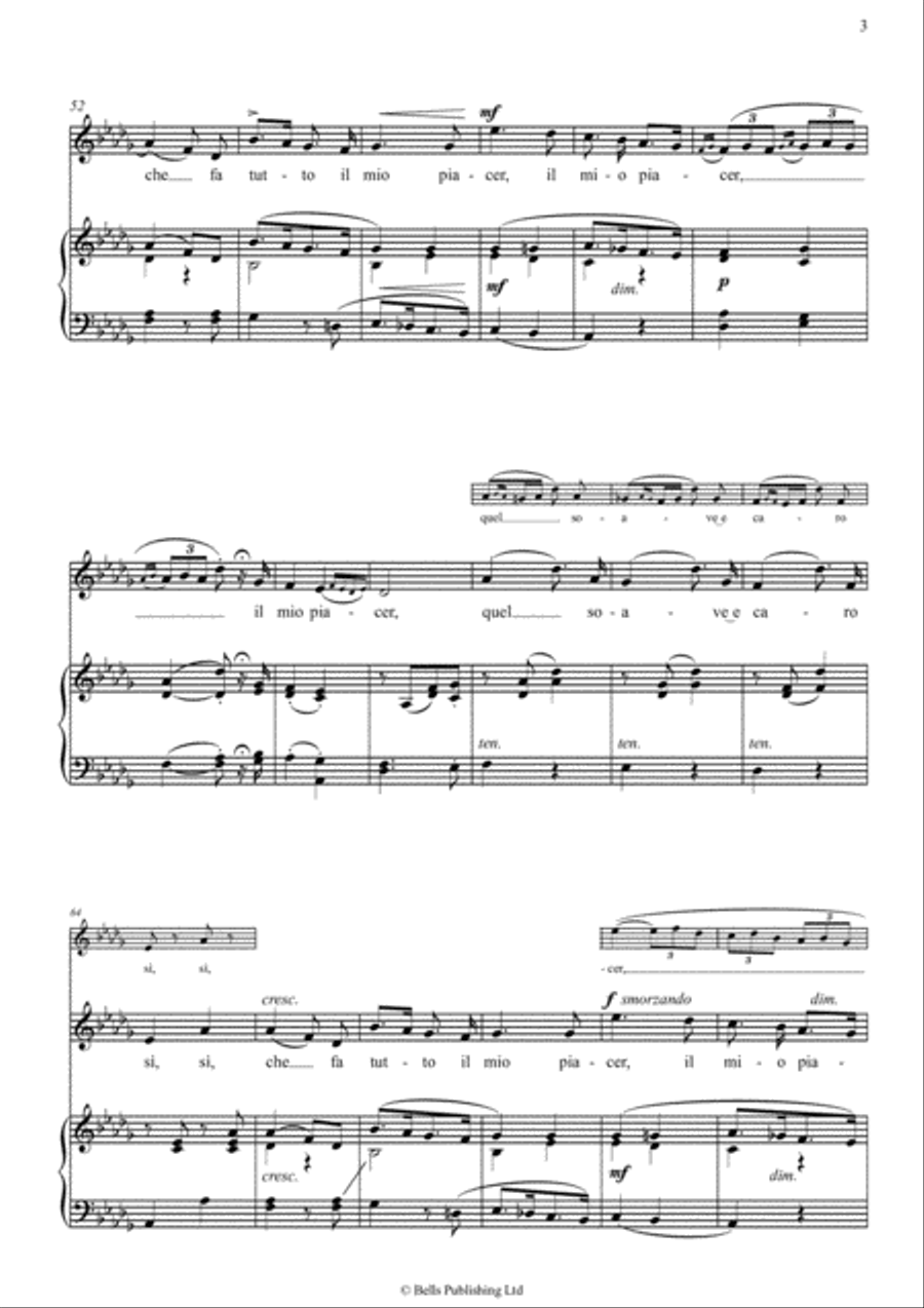 Pur dicesti, o bocca bella (D-flat Major) Voice Solo scores gallery preview page 3