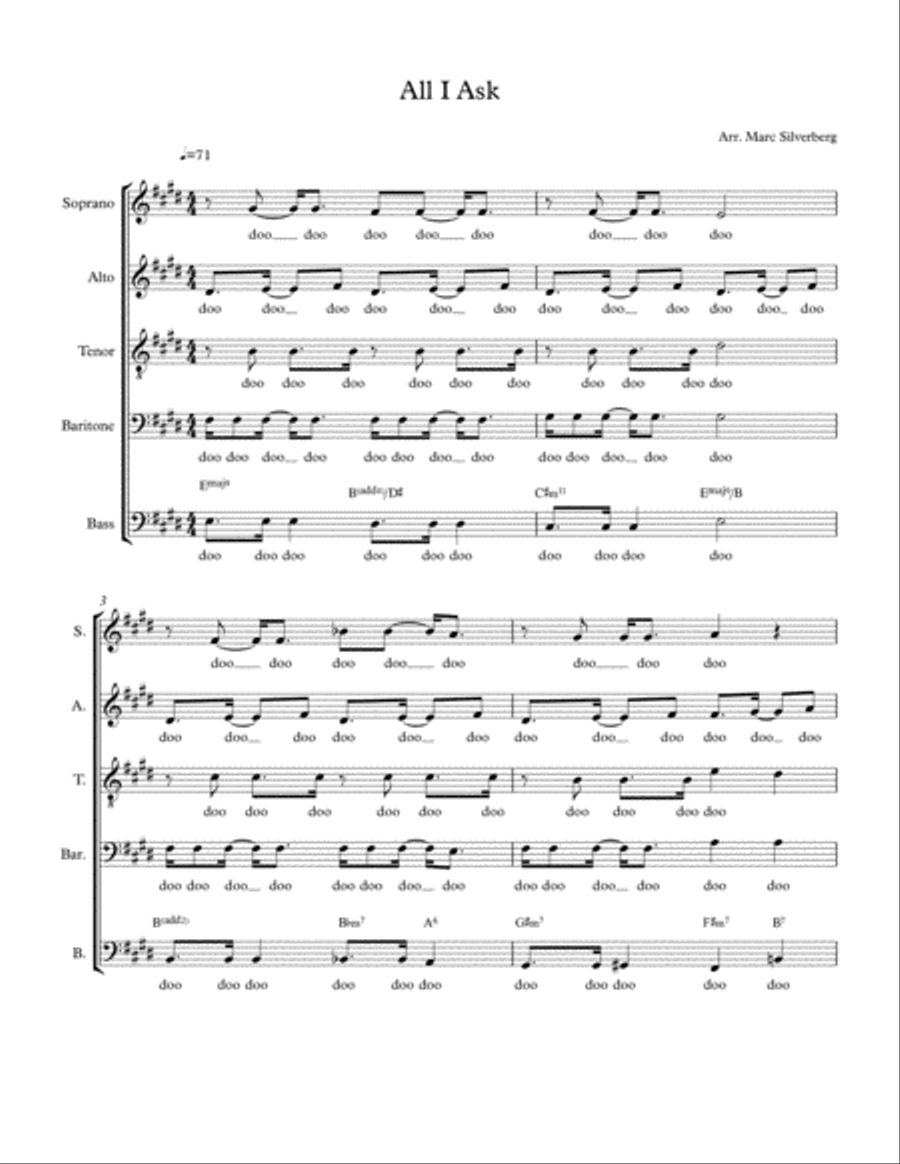 All I Ask 4-Part scores gallery preview page 1