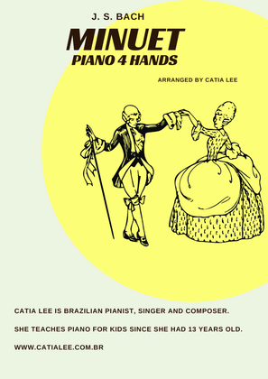 Book cover for Minuet - Bach 4 Hands Piano.