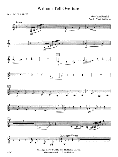 William Tell Overture: E-flat Alto Clarinet