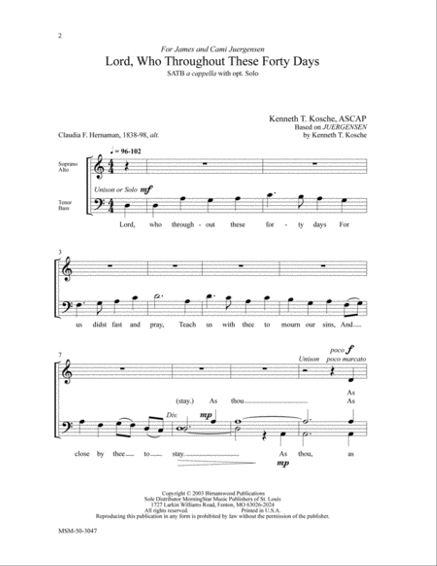 Lord, Who Throughout These Forty Days 4-Part scores gallery preview page 2