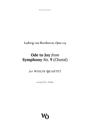 Book cover for Ode to Joy by Beethoven for Violin Quartet