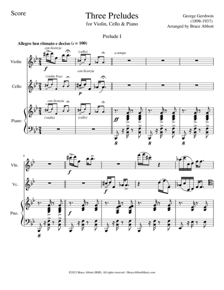 Three Preludes (arr. for Violin, Cello & Piano) image number null