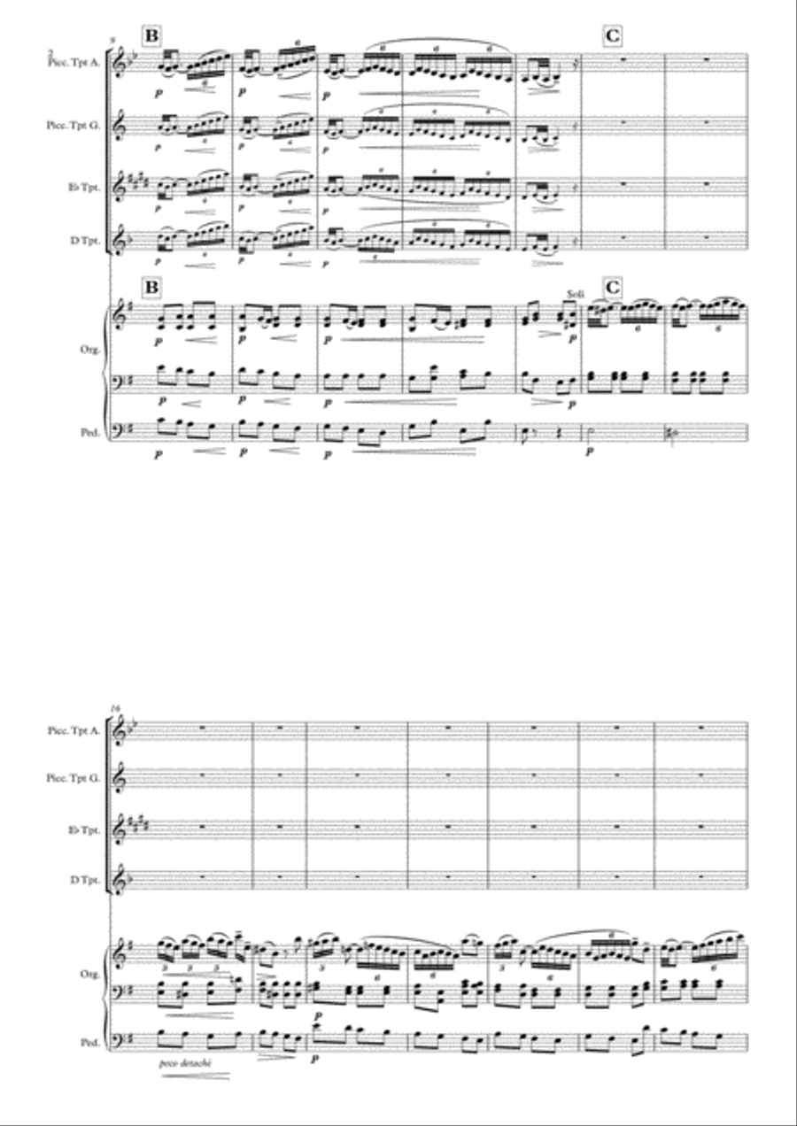 Andante by Hector Fiocco arr for Trumpet (Picc A, G, or D or Eb tpt). Trumpet Duet scores gallery preview page 2