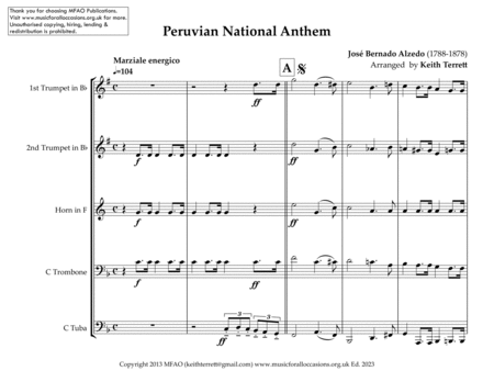 Peruvian National Anthem for Brass Quintet image number null