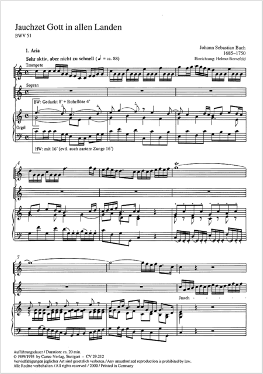 Praise ye God throughout creation (Jauchzet Gott in allen Landen) Soprano Voice scores gallery preview page 2