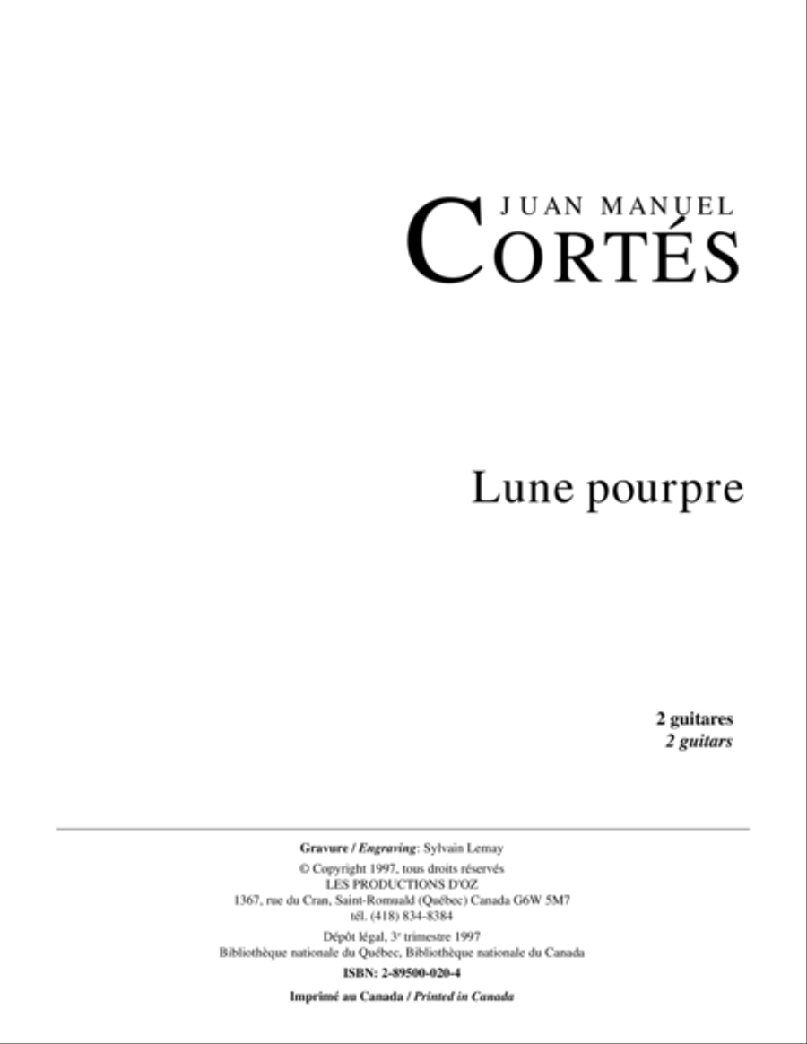 Lune pourpre Classical Guitar scores gallery preview page 1