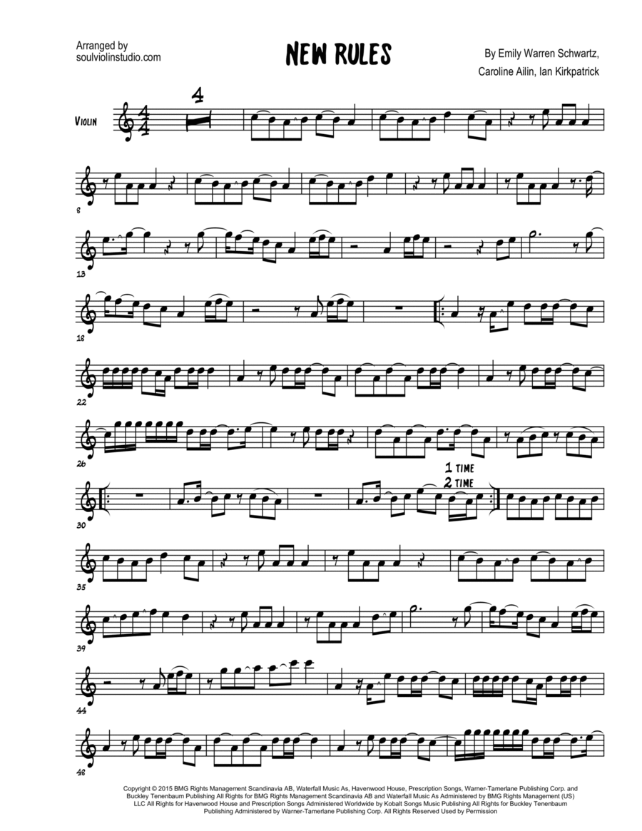 New Rules Violin Solo scores gallery preview page 1