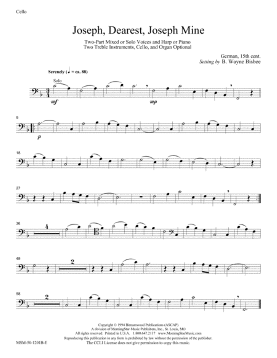 Joseph, Dearest, Joseph Mine Choir scores gallery preview page 3