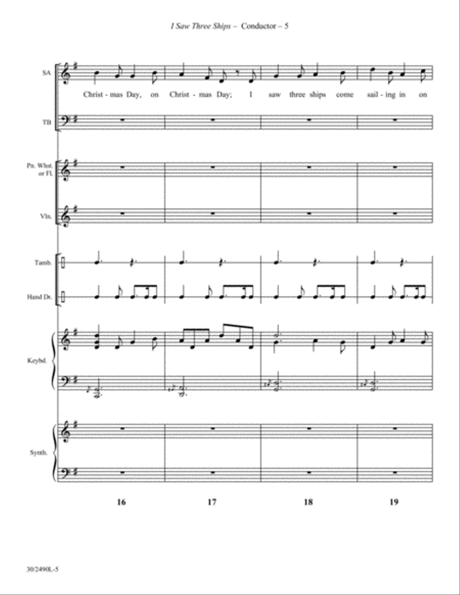 I Saw Three Ships - Instrumental Ensemble Score and Parts Flute scores gallery preview page 6