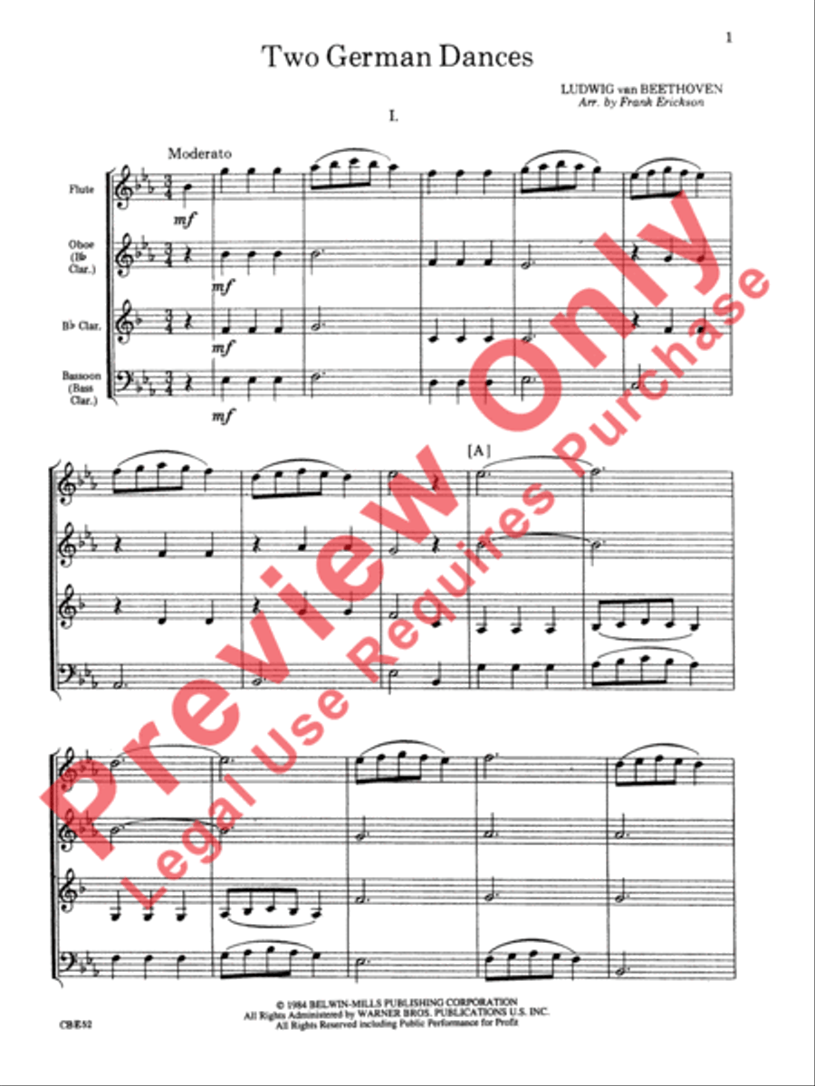 Two German Dances Woodwind Quartet scores gallery preview page 2