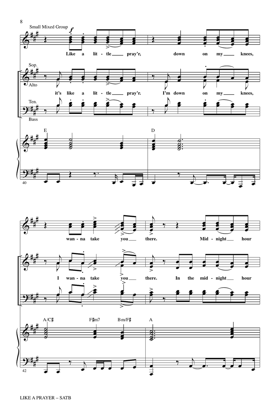 Like A Prayer 4-Part scores gallery preview page 7