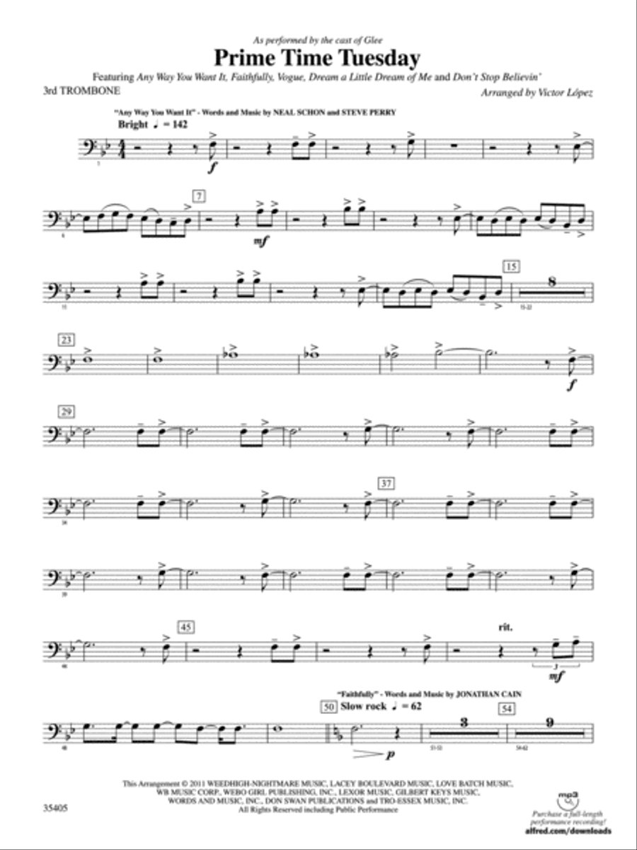 Prime Time Tuesday: 3rd Trombone Concert Band scores gallery preview page 1