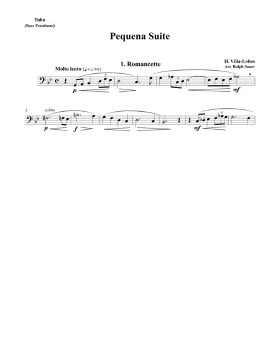 Pequena Suite for Tuba or Bass Trombone and Piano Bass Trombone scores gallery preview page 3