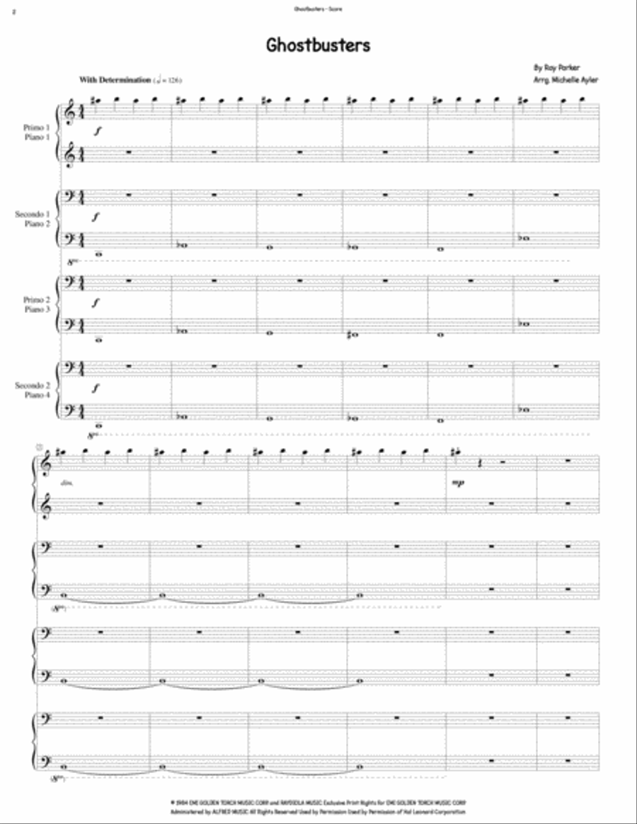 Ghostbusters Ghostbusters 2 Pianos, 4-Hands scores gallery preview page 2