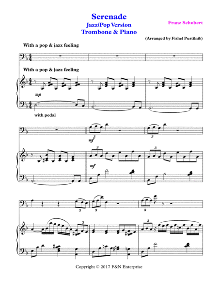"Serenade" by Schubert-Piano Background for Trombone and Piano image number null