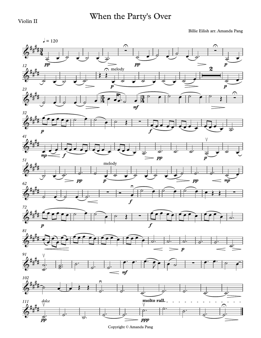When The Party's Over String Quartet scores gallery preview page 2