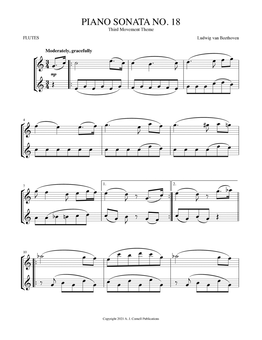 Piano Sonata No. 18, Third Movement Theme image number null