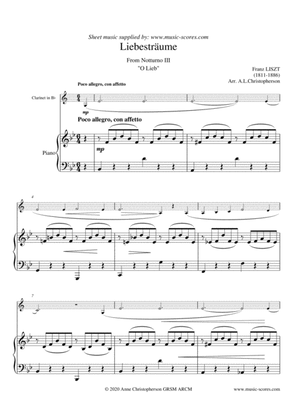 Liebestraume No.3 - Notturno No.3 - Clarinet and Piano