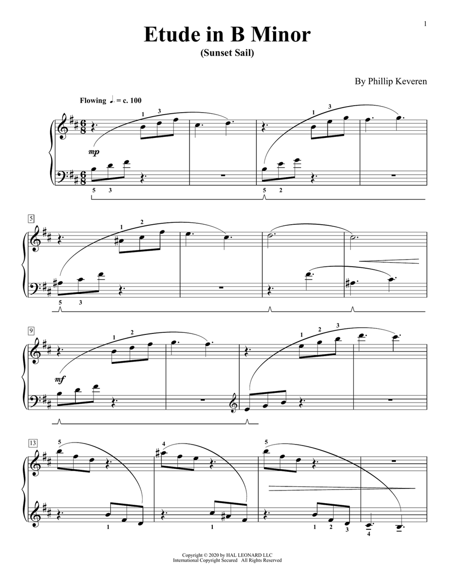 Etude In B Minor (Sunset Sail) Piano Method scores gallery preview page 1