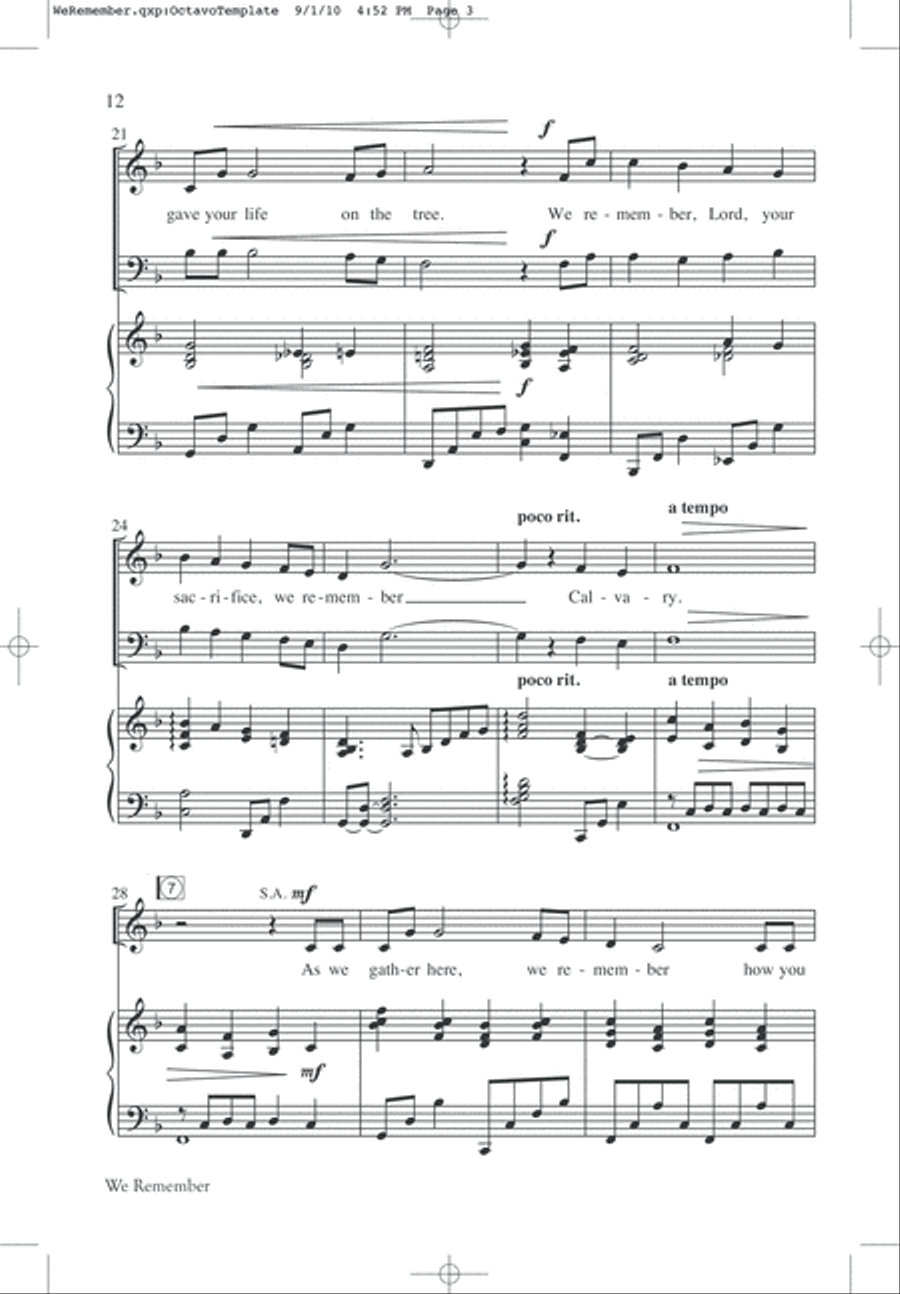We Remember Calvary (SATB) 4-Part scores gallery preview page 14