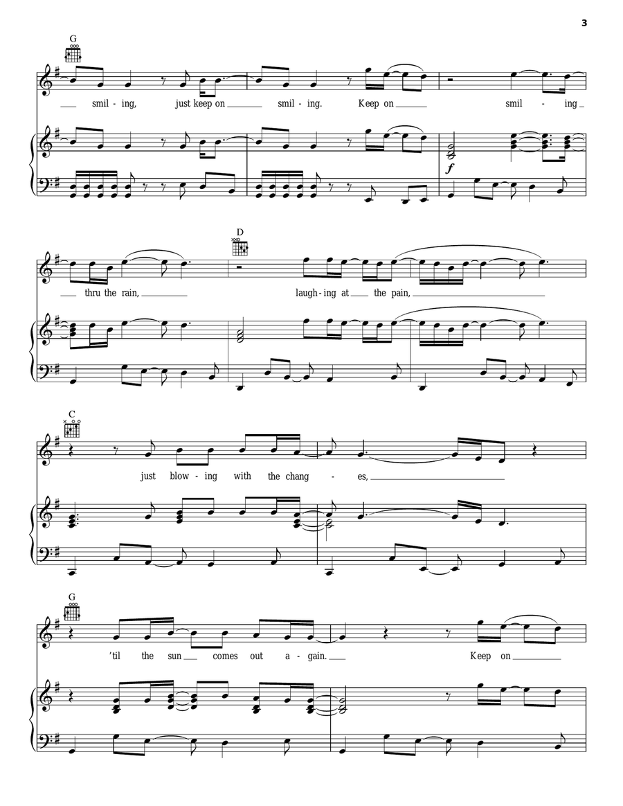 Keep On Smilin' Piano, Vocal, Guitar scores gallery preview page 3