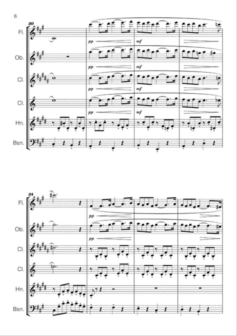 Pavane (Faure) for Wind Quintet (Original Key) Woodwind Quintet scores gallery preview page 6