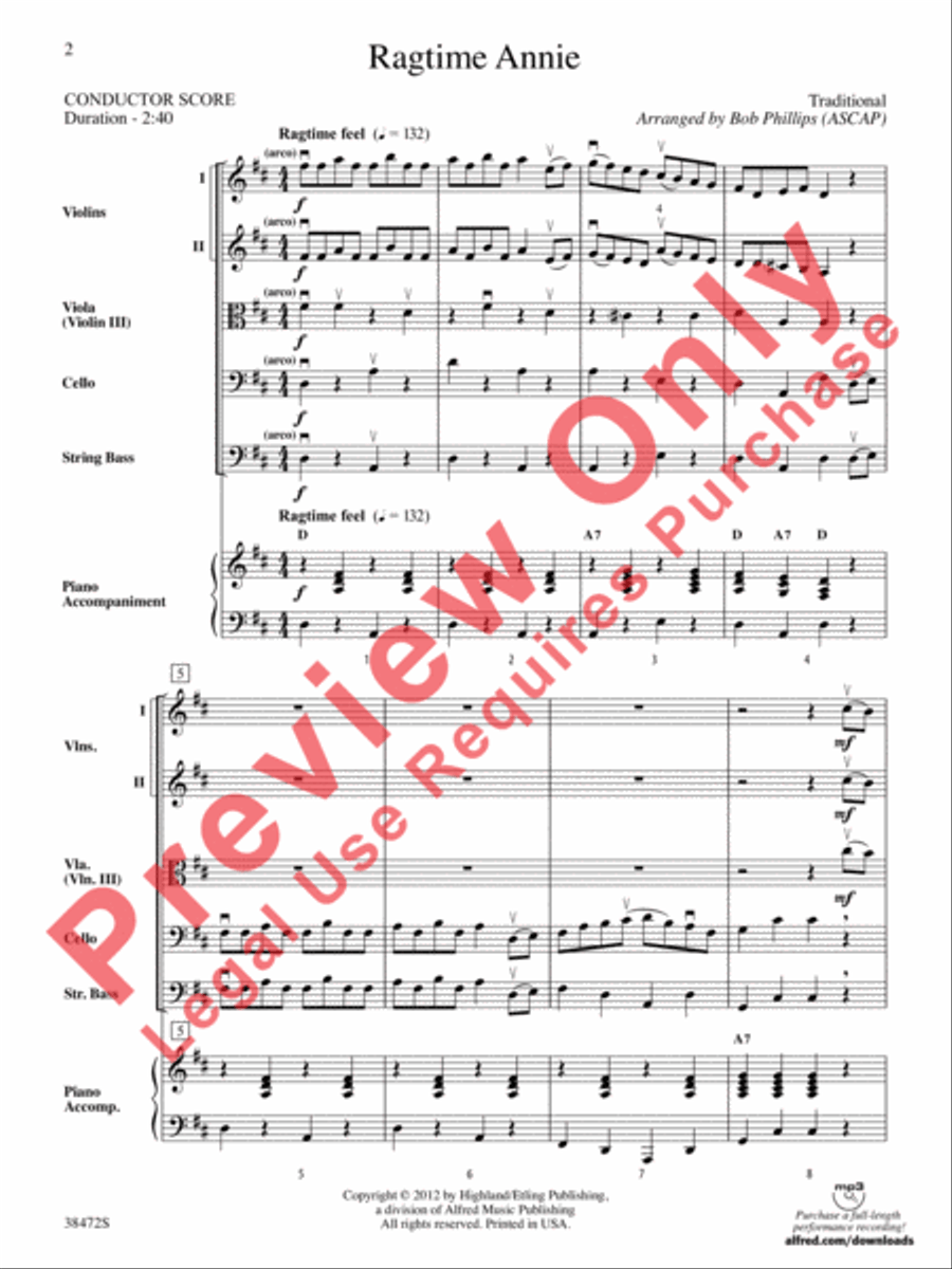 Ragtime Annie String Orchestra scores gallery preview page 3