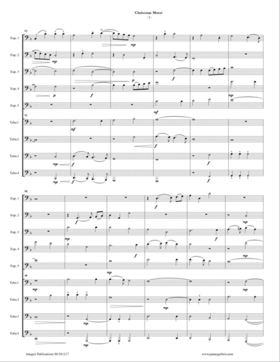 Mouton: Christmas Motet for Tuba/Euphonium Choir Choir scores gallery preview page 2