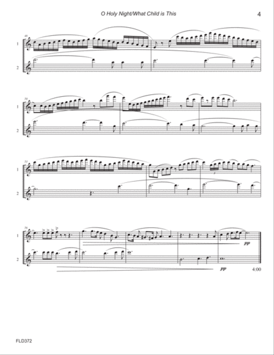 O HOLY NIGHT with WHAT CHILD IS THIS? - FLUTE DUET (unaccompanied) - Grade 4/2+ Flute Duet scores gallery preview page 4