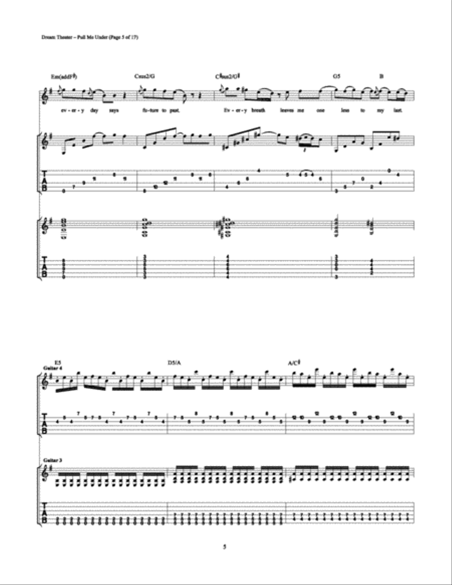 Pull Me Under Electric Guitar scores gallery preview page 5