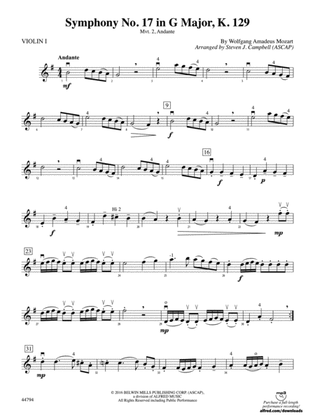 Symphony No. 17 in G Major, K. 129: 1st Violin