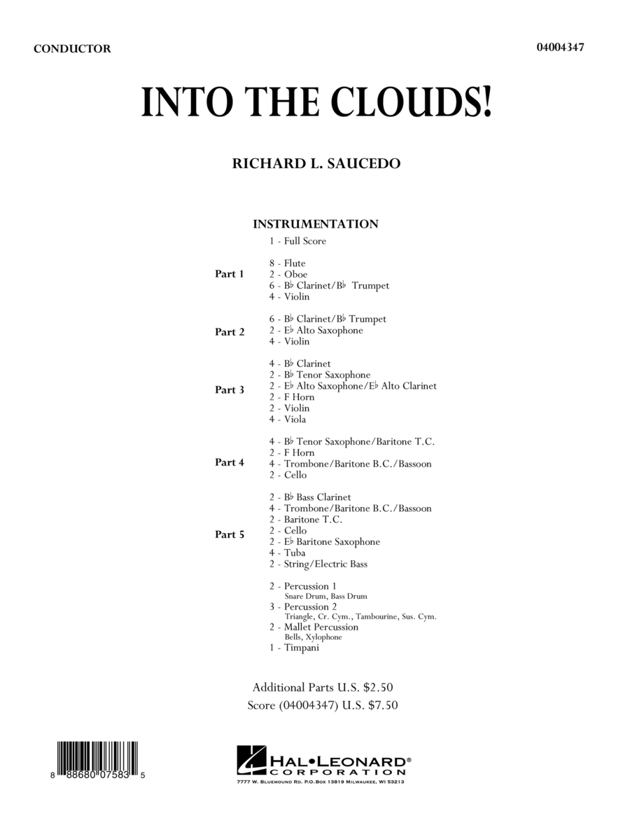 Into the Clouds! - Conductor Score (Full Score) Concert Band scores gallery preview page 1