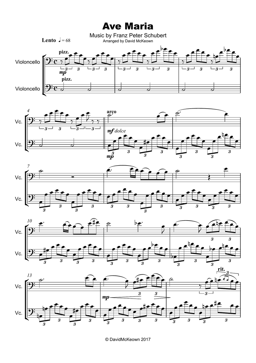 Ave Maria by Franz Schubert, Cello Duet String Duet scores gallery preview page 2