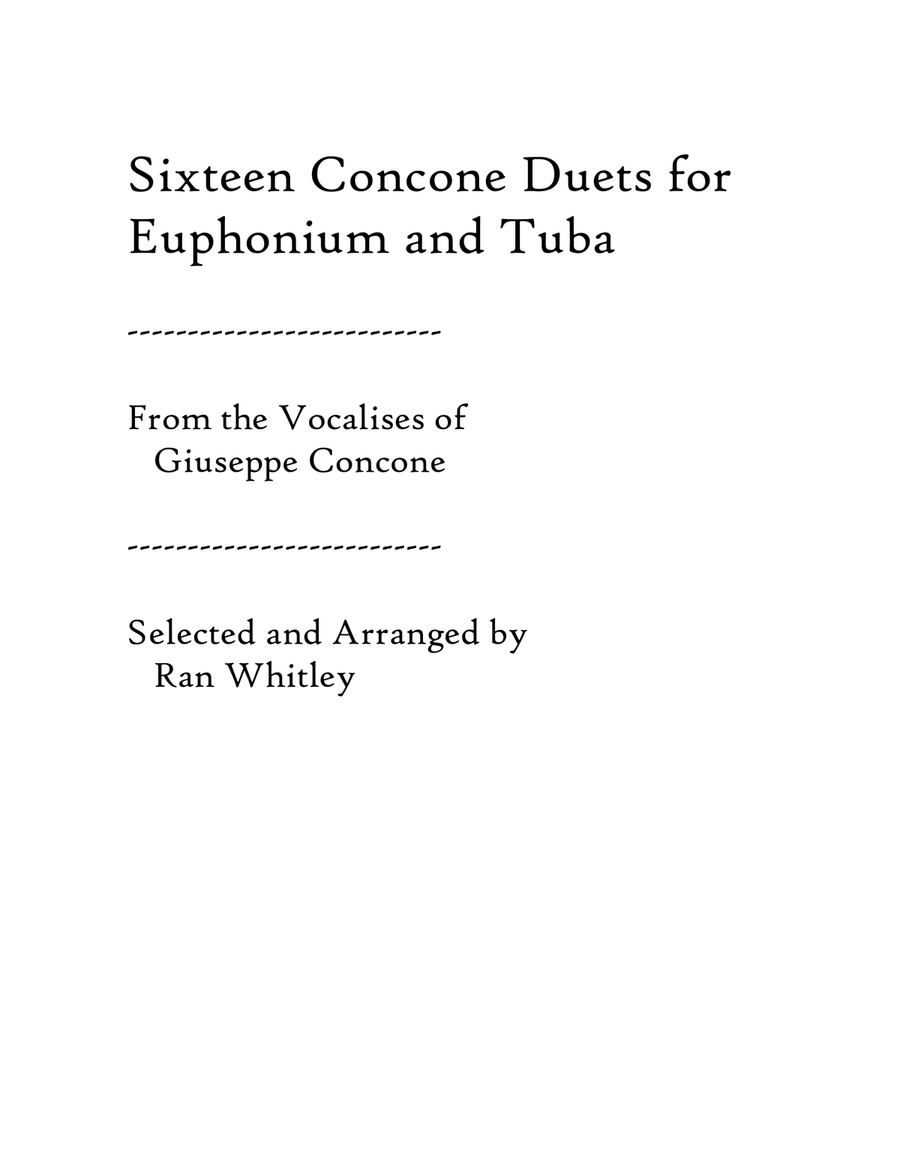 Sixteen Duets from selected Vocalises for Euphonium & Tuba volume 1 Euphonium scores gallery preview page 1