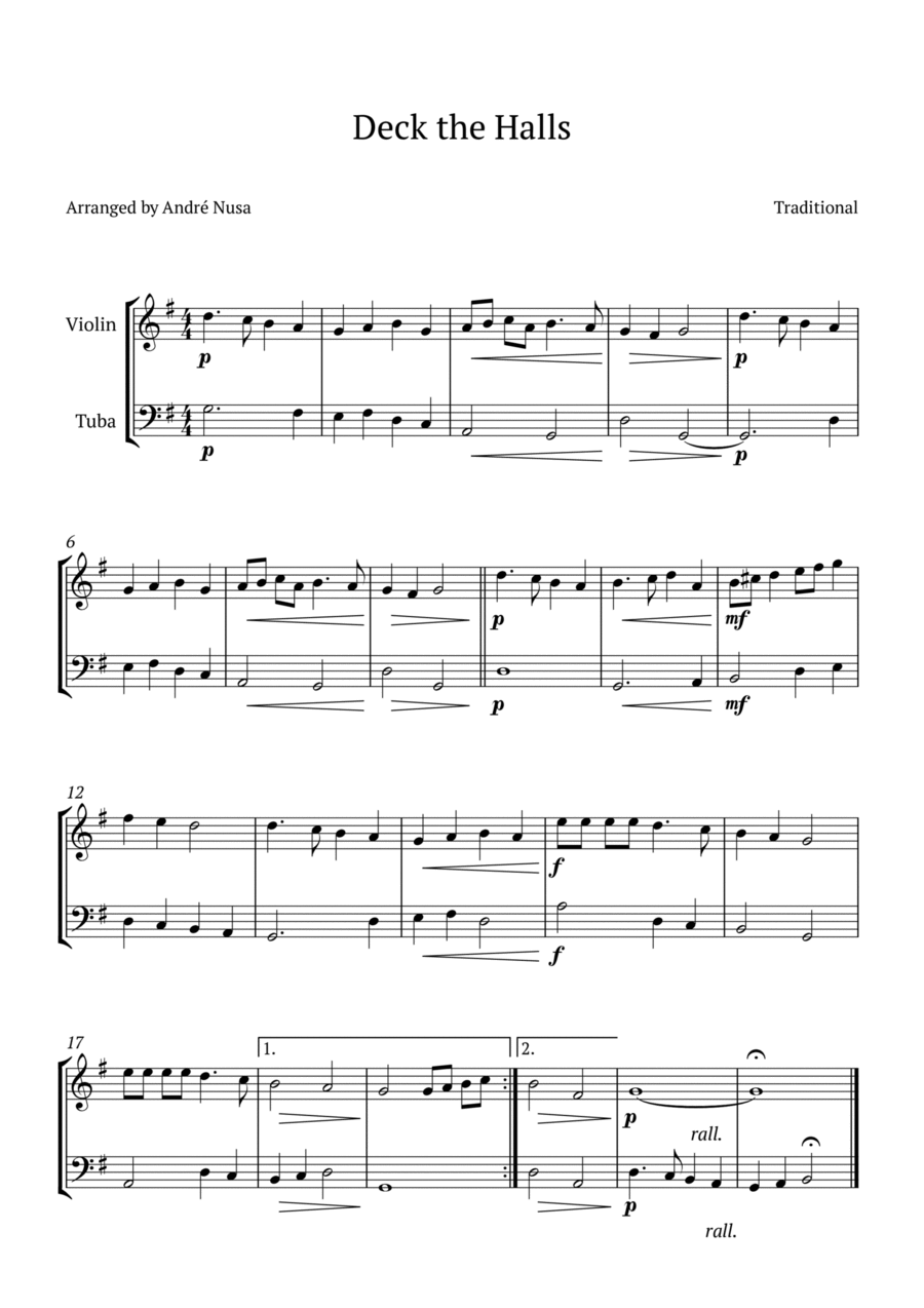 Deck the Halls Tuba scores gallery preview page 1