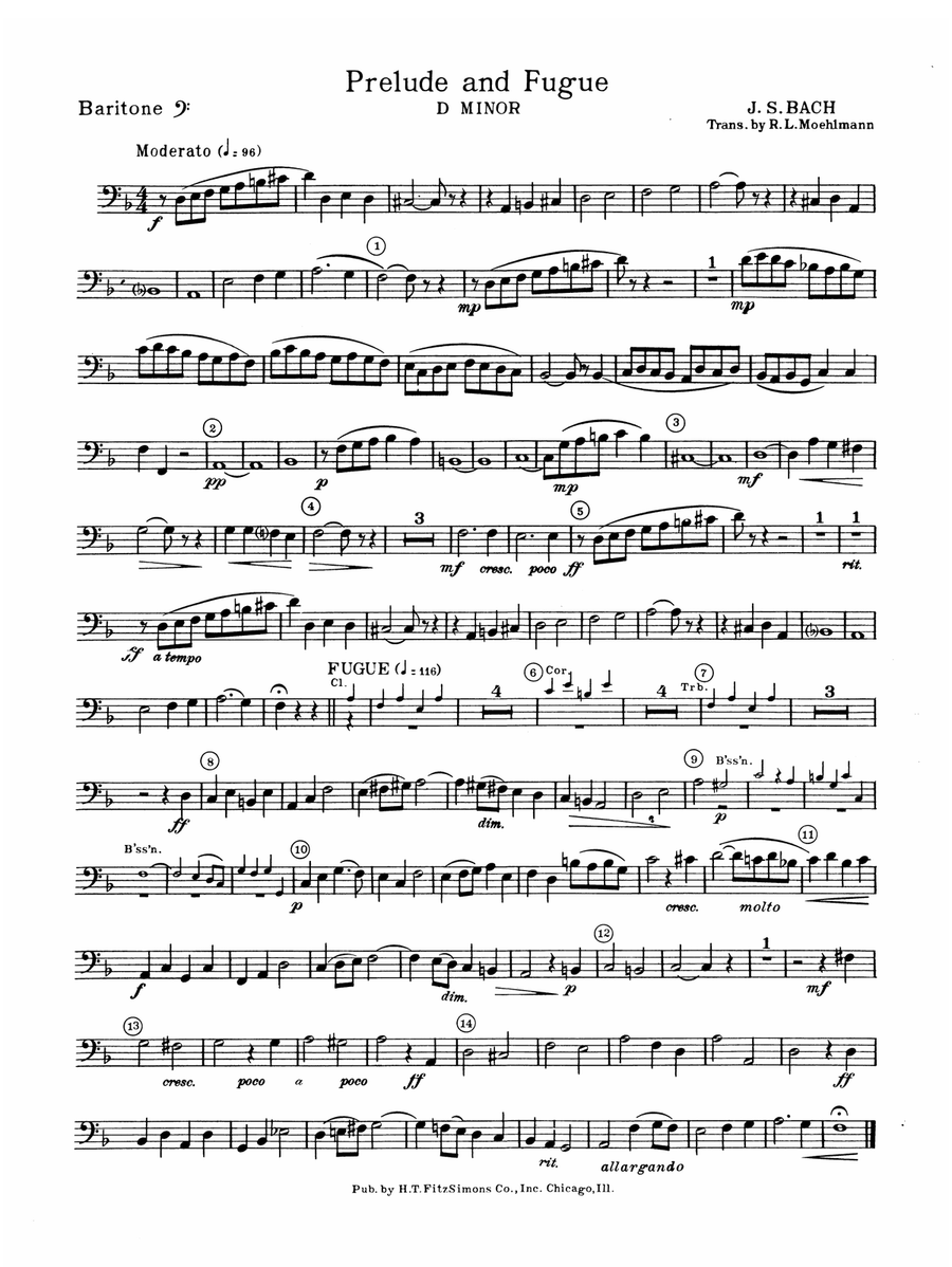 Prelude and Fugue in D minor: Baritone B.C.
