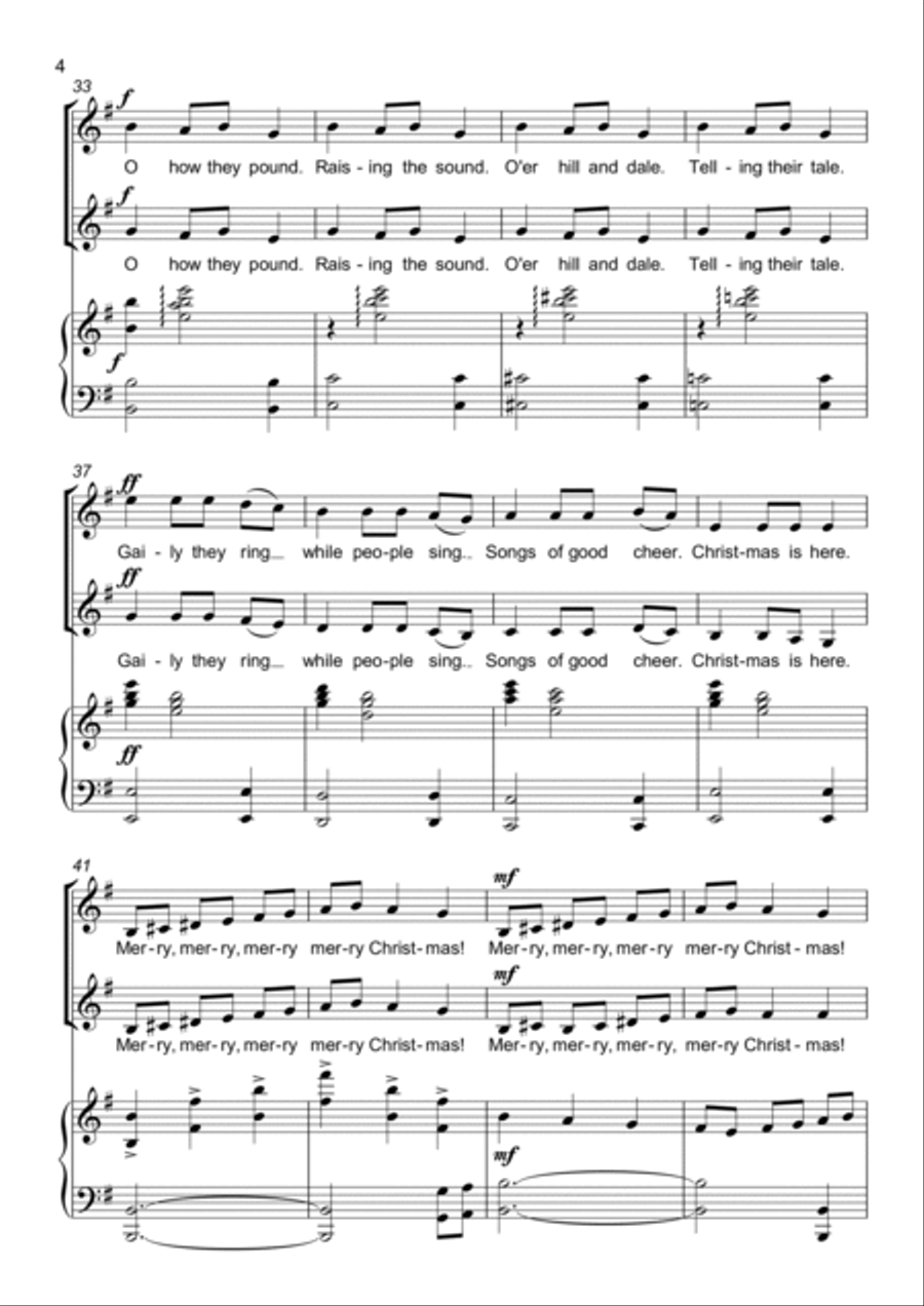 Carol of the Bells - 2 part choir - SA - Upper Voices SA scores gallery preview page 4