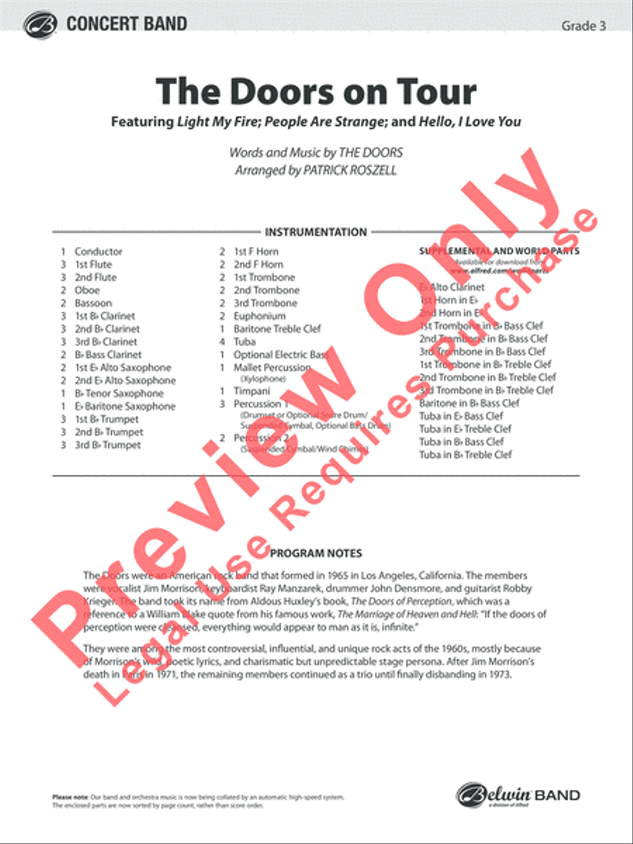 The Doors on Tour Concert Band scores gallery preview page 2