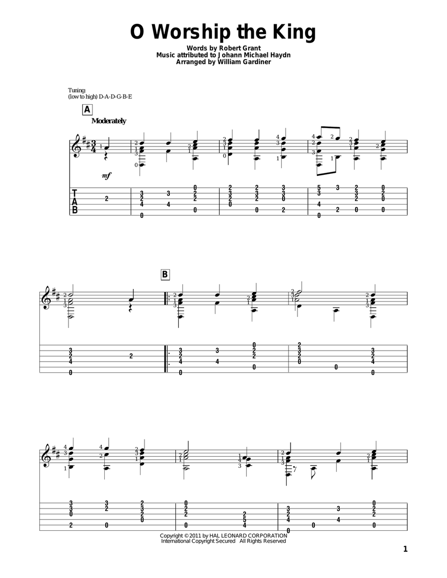 O Worship The King Guitar Solo scores gallery preview page 1