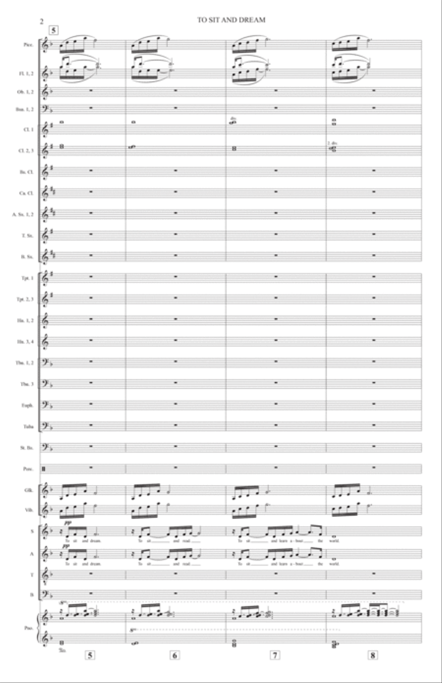 To Sit And Dream (Band Accompaniment) - Full Score Choir scores gallery preview page 2