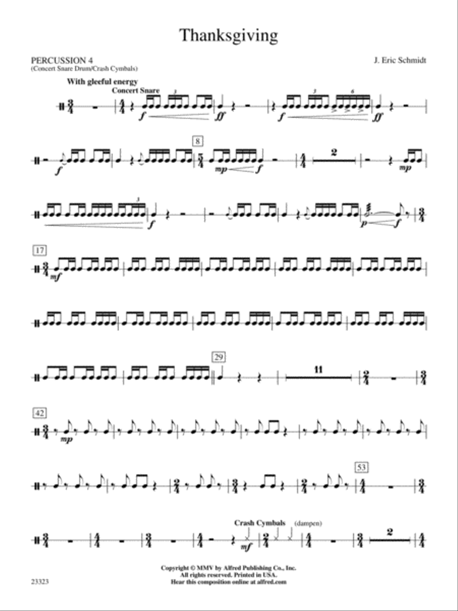 Thanksgiving: 4th Percussion Concert Band scores gallery preview page 1