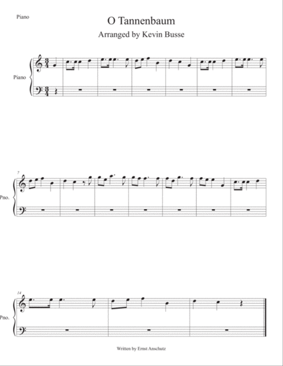 O Tannenbaum (Easy key of C) Piano Easy Piano scores gallery preview page 1