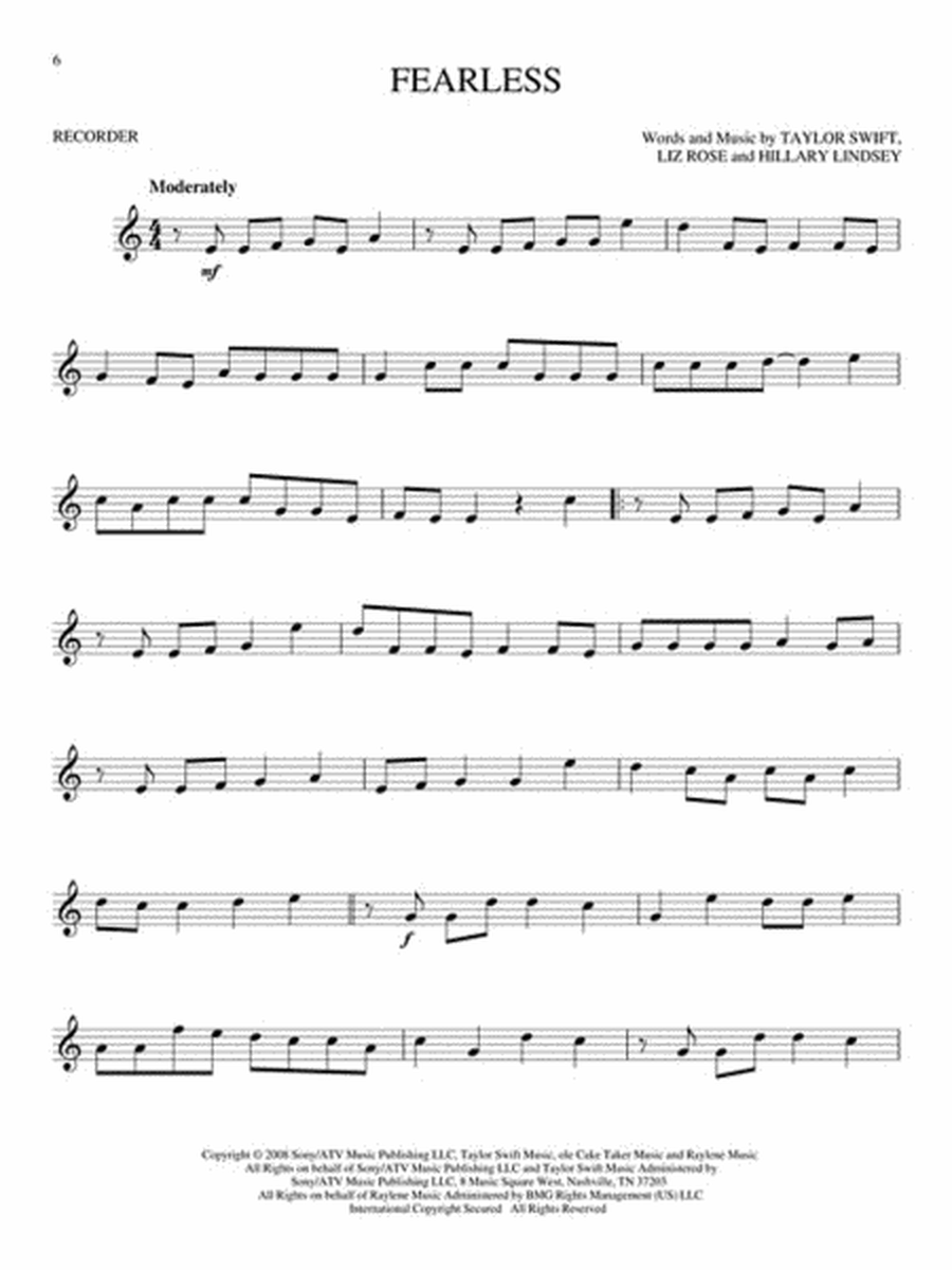 Taylor Swift - Recorder Songbook