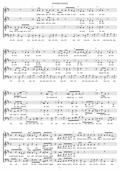 Summer Nights (from "Grease") - SATB a cappella image number null