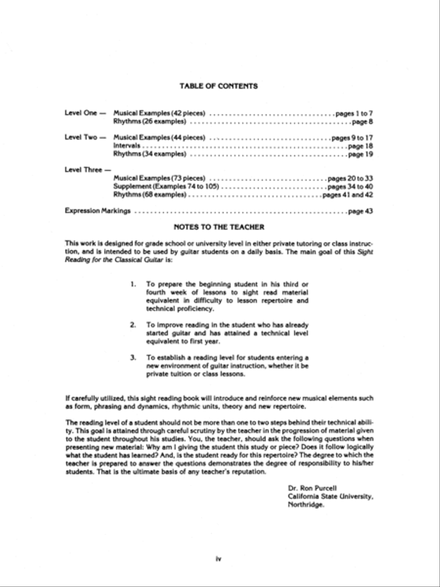 Sight Reading for the Classical Guitar - Levels 1 to 3