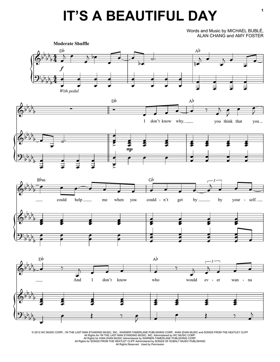 It's A Beautiful Day Piano, Vocal, Guitar scores gallery preview page 1