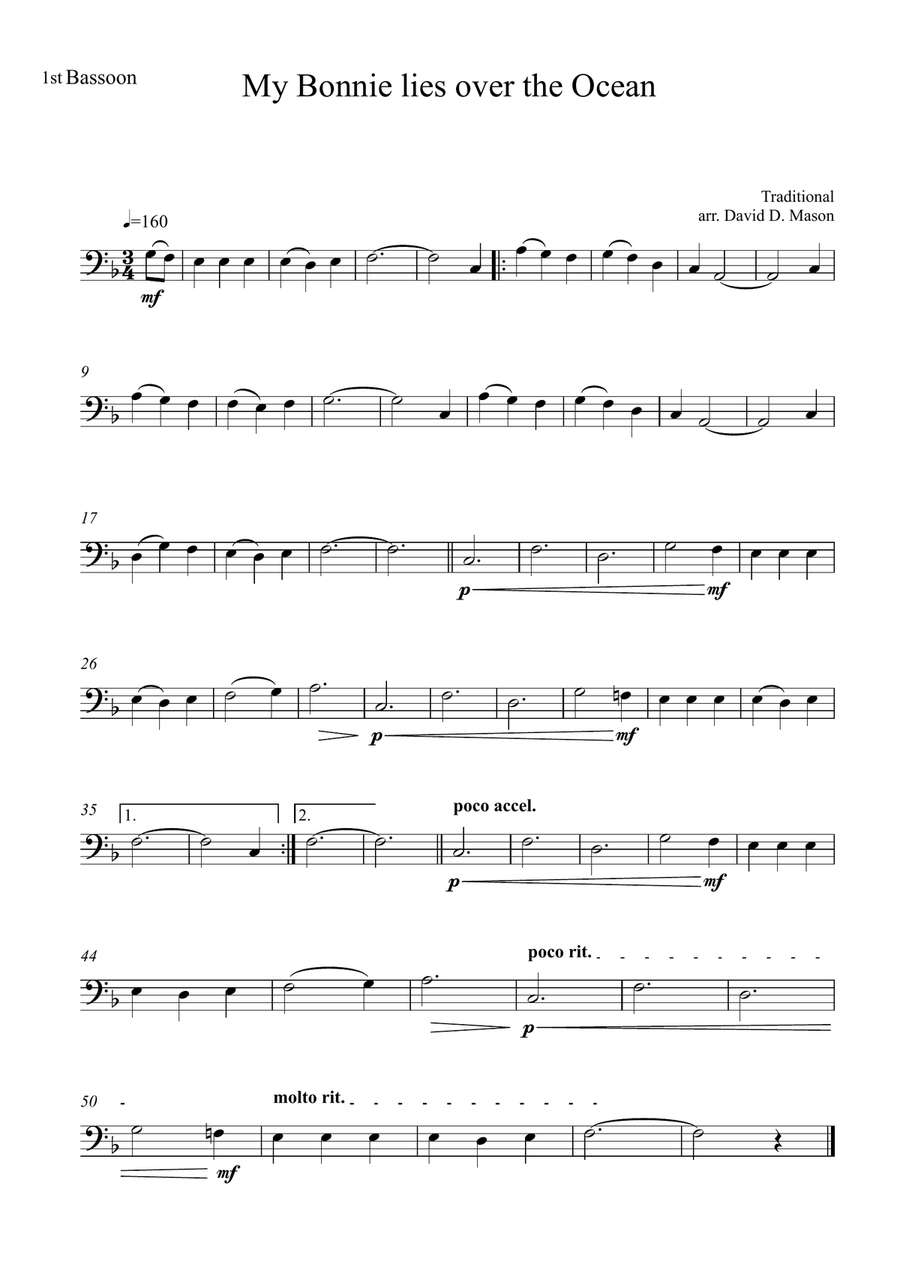My Bonnie lies over the Ocean Woodwind Duet scores gallery preview page 1