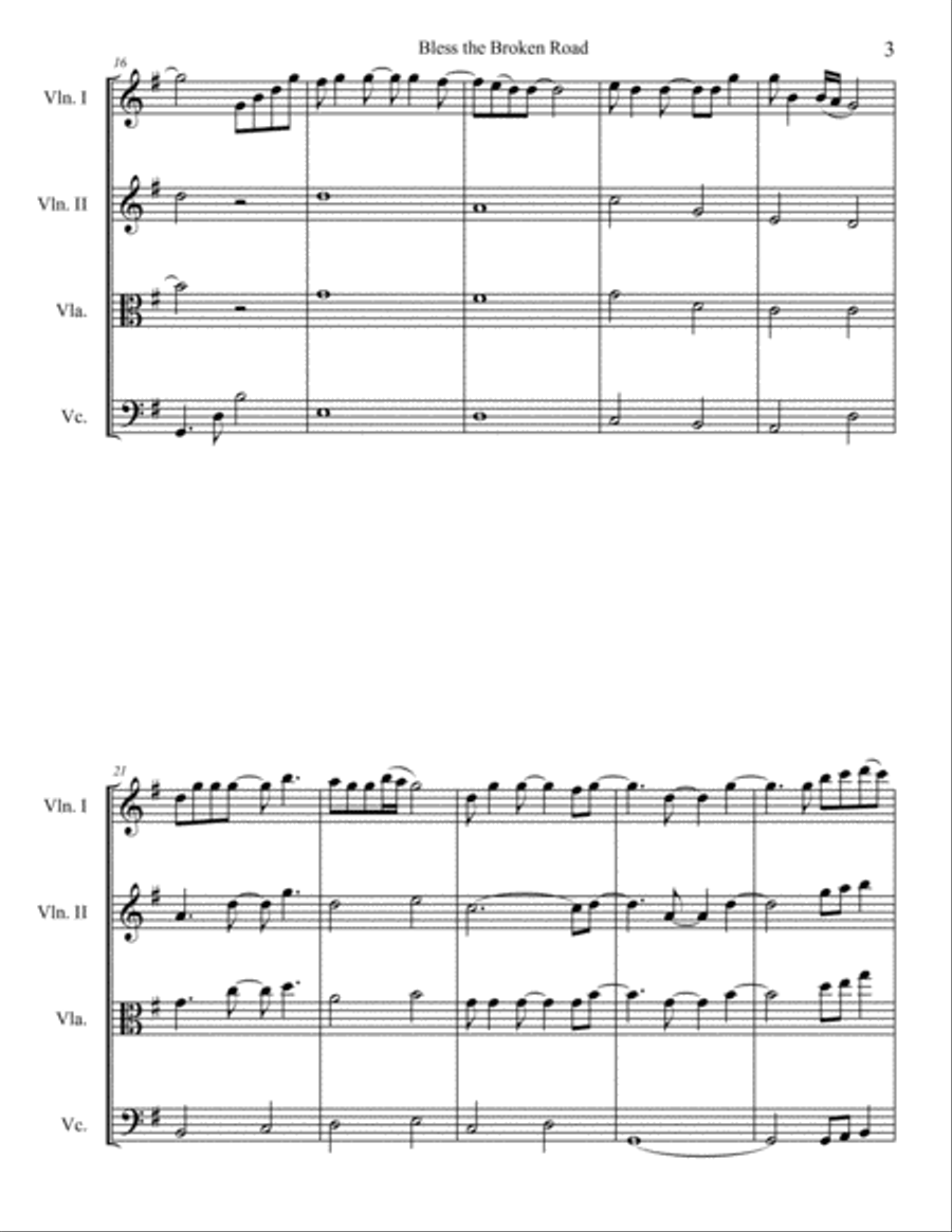 Bless The Broken Road String Quartet scores gallery preview page 3
